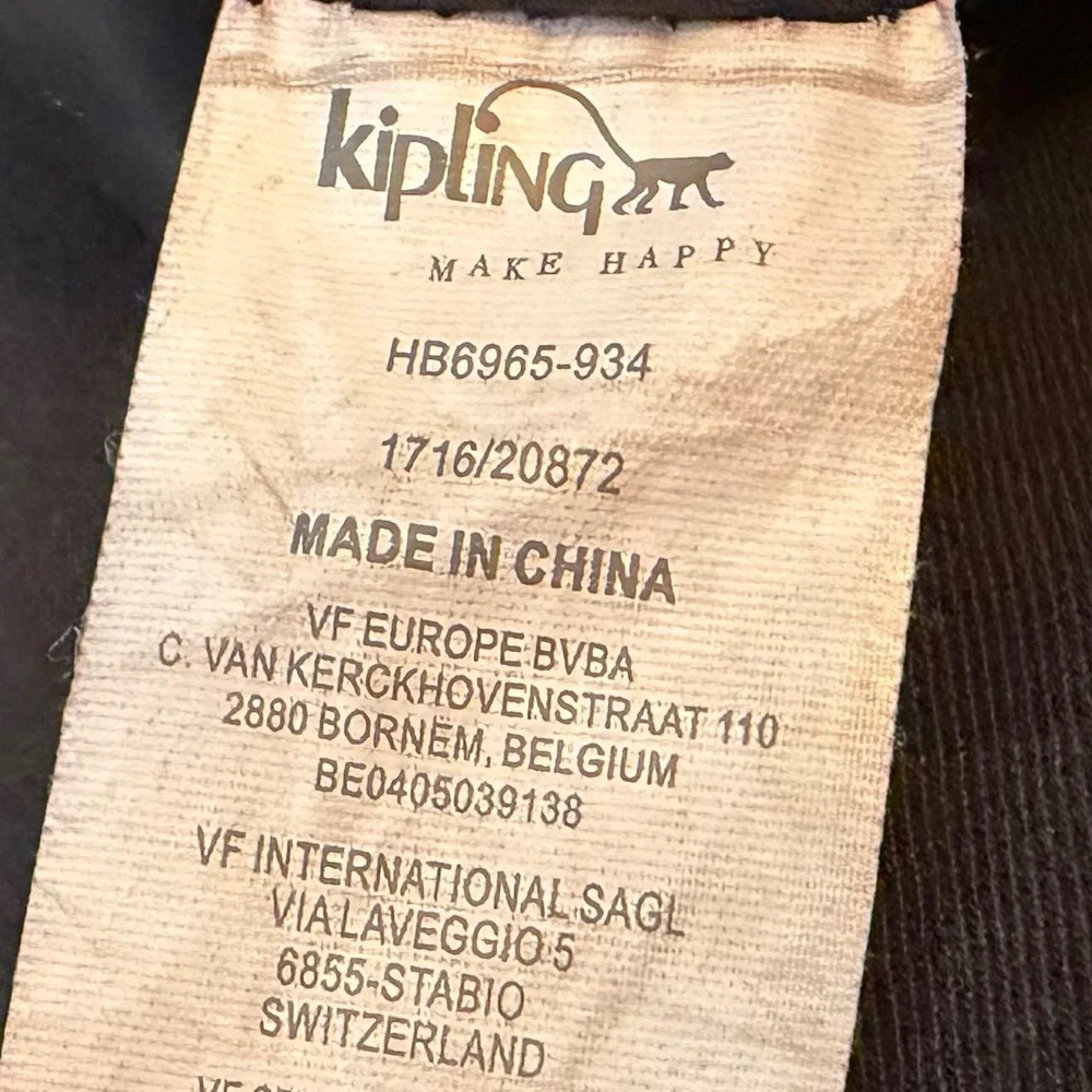 Kipling Charcoal Gray Crossbody Satchel‎ Bag Coated Nylon Monkey Travel 11x8x4